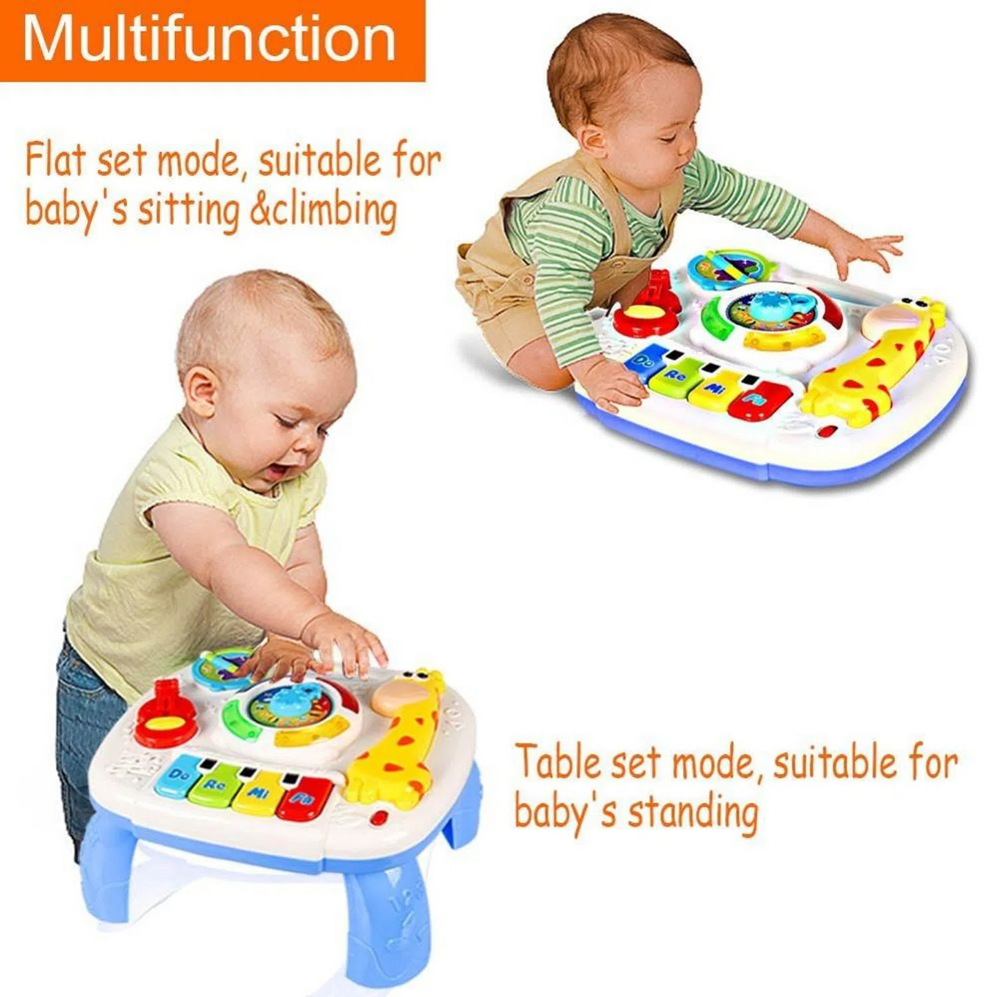 Masuta de activitati FOXMAG24, centru multifunctional, pian cu lumini si sunete, interactiv si educativ, baieti si fete, 1+, multicolor