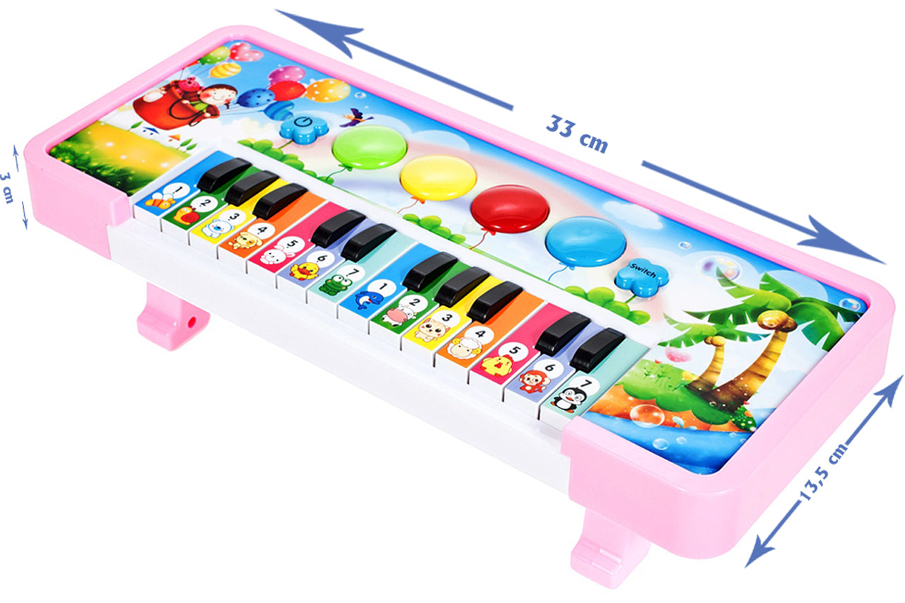 Pian Interactiv IDL, ANIMAL SONG TEACH, Decorat cu o imagine frumoasa ce dezvolta un Sentiment de ritm, Echipat cu Diverse functii ce ofera distractie micutilor, 14 chei Luminoase permit activarea Melodiilor si Sproresc imaginatia, Roz