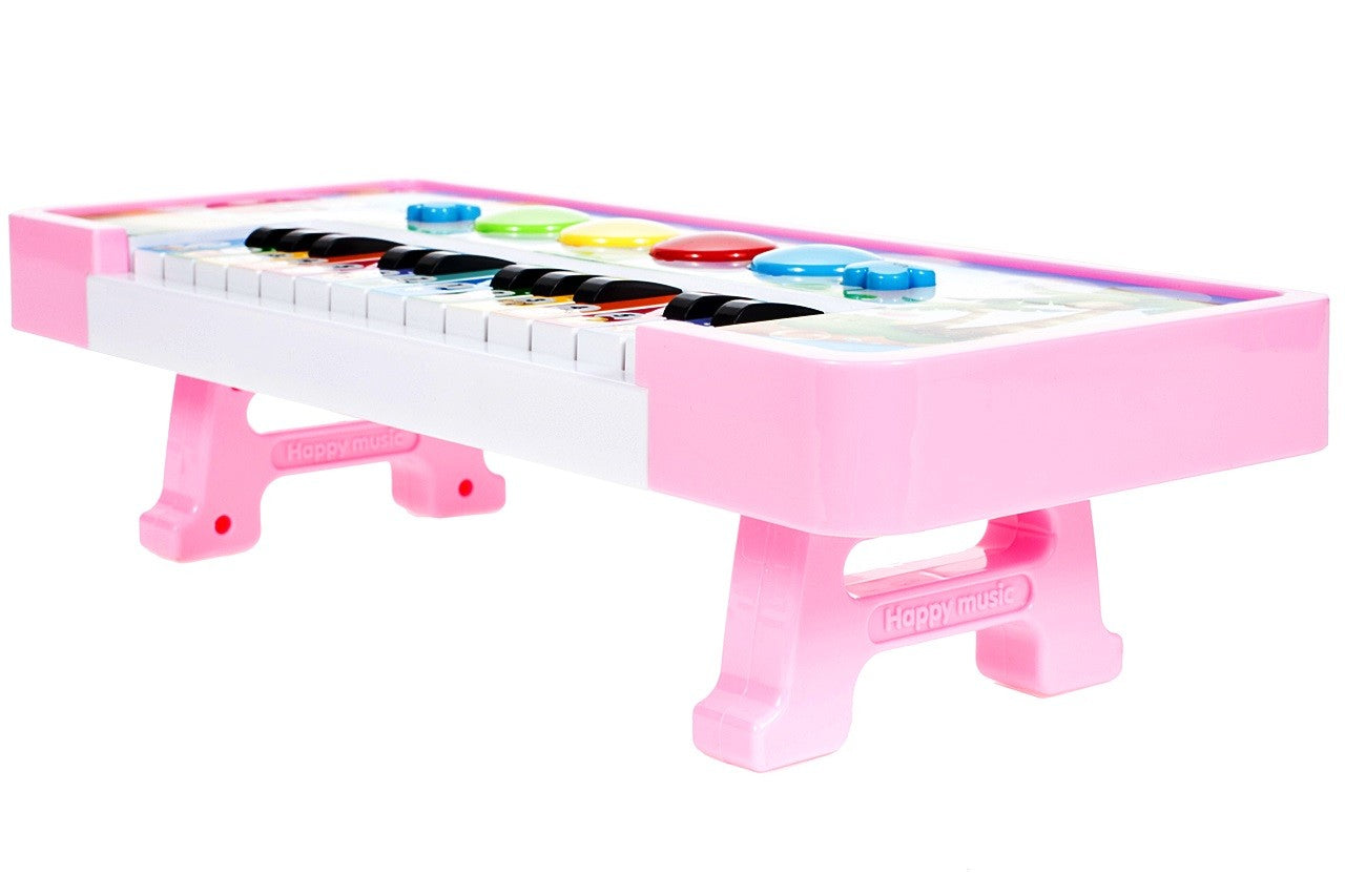 Pian Interactiv IDL, ANIMAL SONG TEACH, Decorat cu o imagine frumoasa ce dezvolta un Sentiment de ritm, Echipat cu Diverse functii ce ofera distractie micutilor, 14 chei Luminoase permit activarea Melodiilor si Sproresc imaginatia, Roz