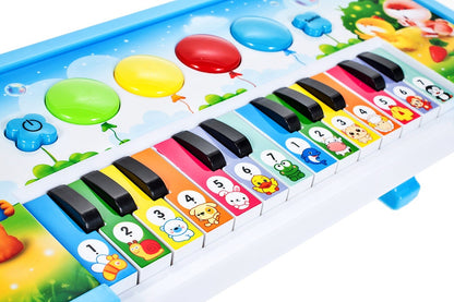 Pian Interactiv IDL, ANIMAL SONG TEACH, Decorat cu o imagine frumoasa ce dezvolta un Sentiment de ritm, Echipat cu Diverse functii ce ofera distractie micutilor, 14 chei Luminoase permit activarea Melodiilor si Sproresc imaginatia, Roz