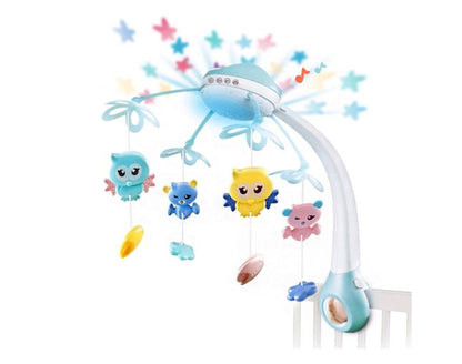 Carusel muzical pentru bebelusi cu telecomanda proiector si 500 de melodii Blue