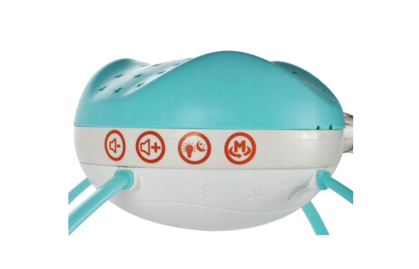 Carusel muzical pentru bebelusi cu telecomanda proiector si 500 de melodii Blue