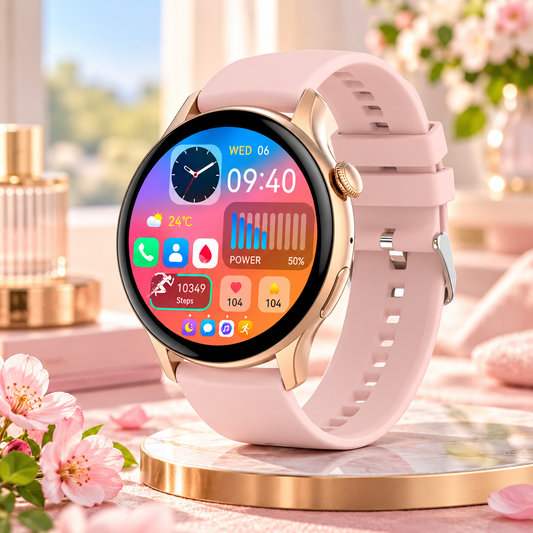 Ceas Smartwatch New Style Collection IdealStore, Ecran AMOLED HD 1.43 inch, Preluare Apeluri si Mesaje Bluetooth, NFC, Monitorizare Ritm Cardiac si Somn, Asistent Vocal, Difuzor si Microfon incorporat, IP67, Android-IOS, Long Battery, Gold Edition
