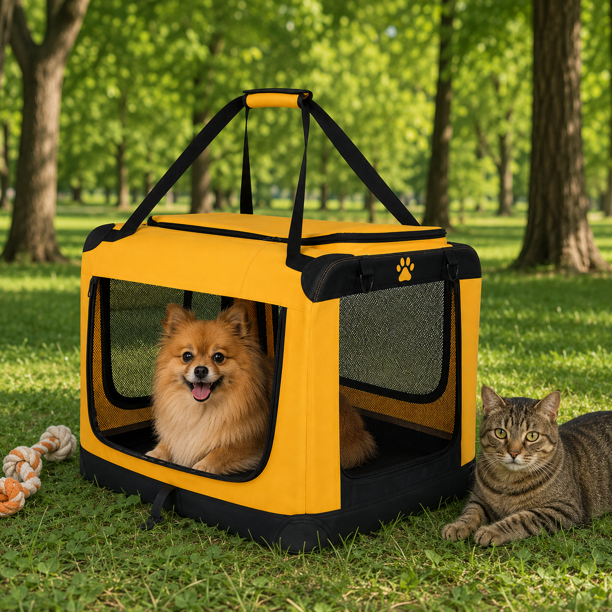 Geanta pliabila pentru transport animale idealSTORE, Dimensiune 60x42x44 cm