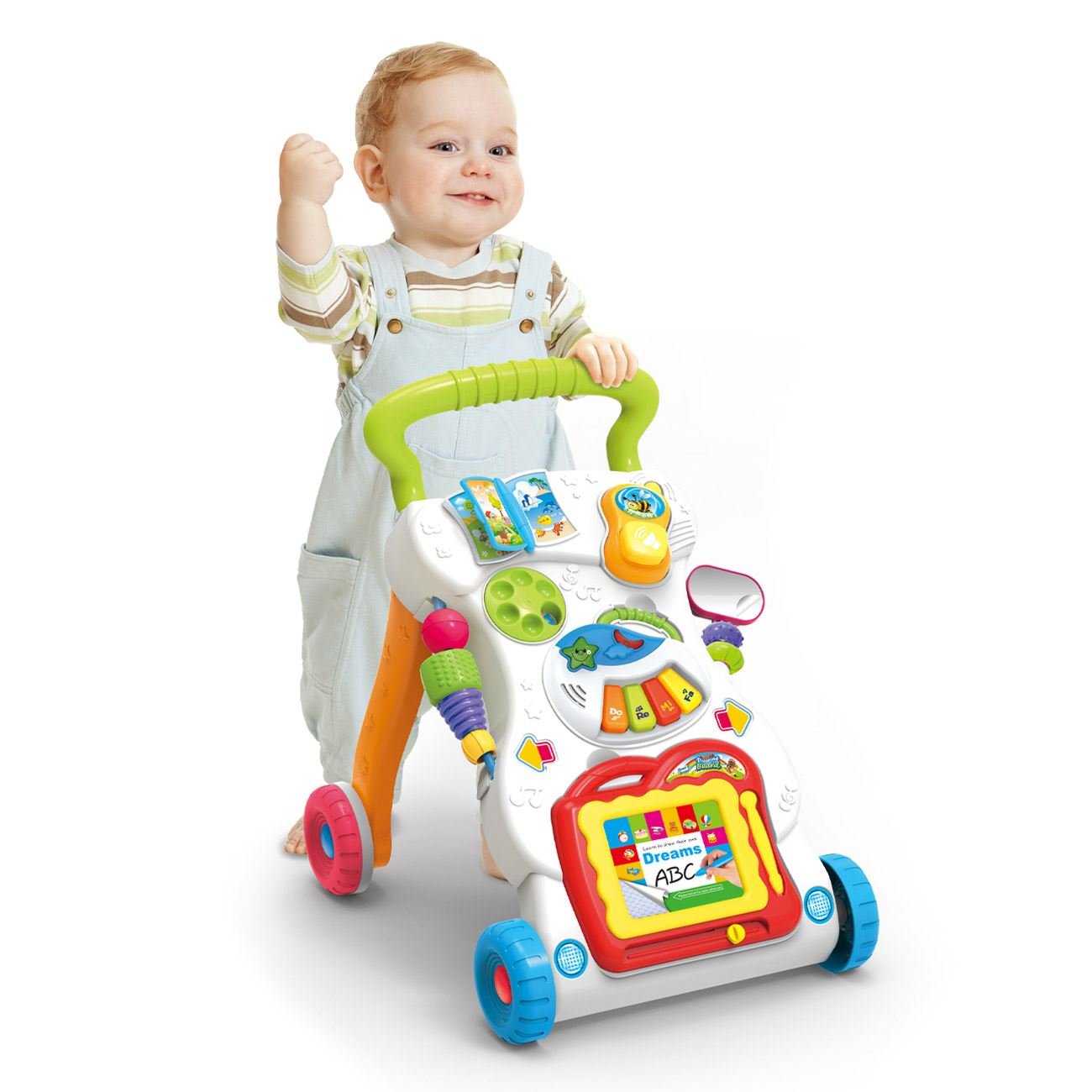 Premergator Jumbo Baby, cu tabla de desenat, multicolor, 34x12x46 cm