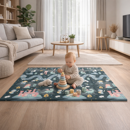 Covoras Pliabil First Steps Ideal Store 200x180 cm Spuma Antialunecare 2 Fete