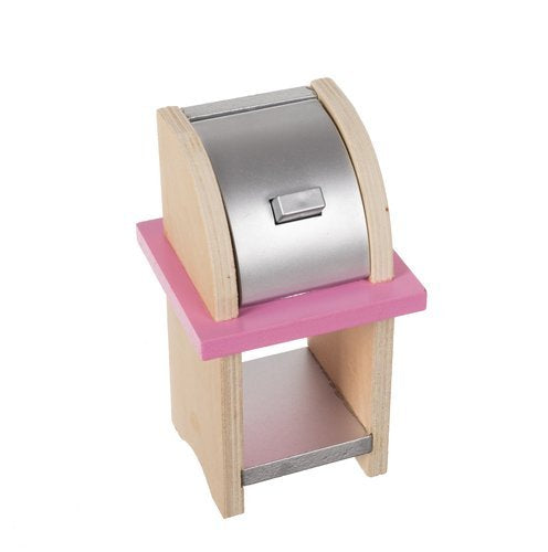 Casuta pentru Papusi XXL din Lemn Natural fara margini, 'Happy Doll House', pe 3 Etaje,Balcon, Multiple Piese de Mobilier si 4 Figurine Incluse, 90 CM Inaltime, Iluminare LED, Gratar, Piscina, Terasa