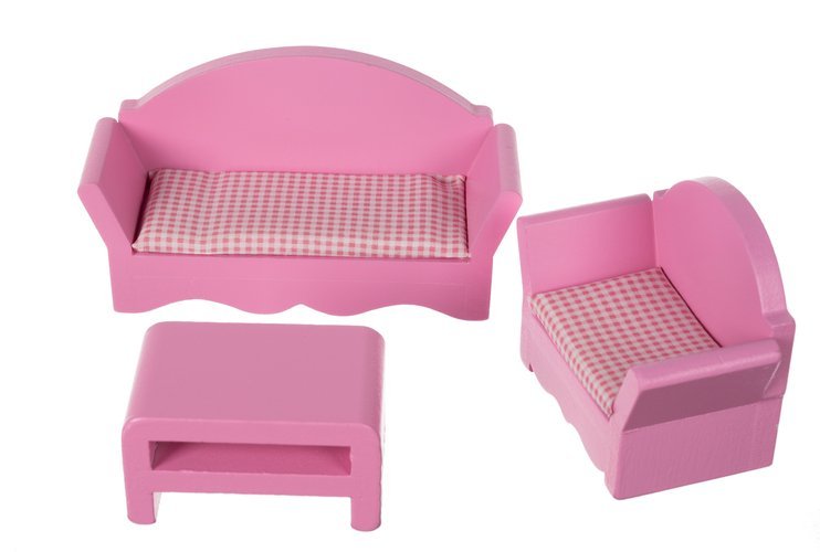 Casuta pentru Papusi XXL din Lemn Natural fara margini, 'Happy Doll House', pe 3 Etaje,Balcon, Multiple Piese de Mobilier si 4 Figurine Incluse, 90 CM Inaltime, Iluminare LED, Gratar, Piscina, Terasa