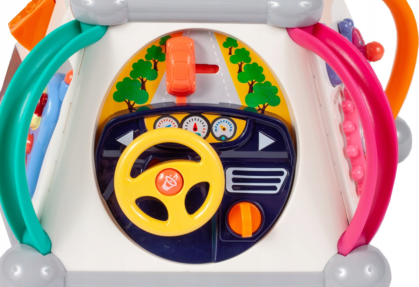 Jucarie Interactiva pentru Bebelusi, Cubul Educativ, Indiggo, Include 5 Panouri de Joaca, 20 de Activitati Diferite, Telefon, Ciocan, Microfon, cu Efecte Luminoase si Sunete, Jucarie Distractiva, 18 luni+, Multicolor