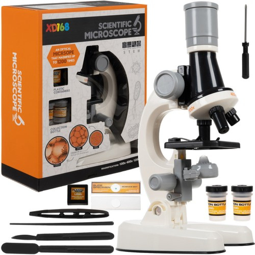 Microscop stiintific de jucarie digital CLASStitude, educational si interactiv, cu accesorii incluse, 3 dimensiuni de marire 100x, 400x si 1200x, Alb / Negru