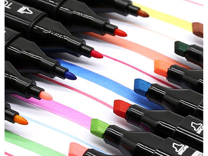 Set 40 markere colorate duble, scriere si evidentiere, geanta depozitare