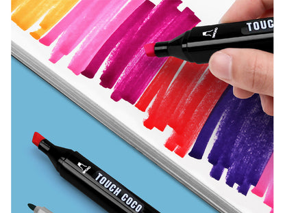 Set 40 markere colorate duble, scriere si evidentiere, geanta depozitare