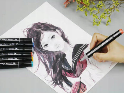 Set 40 markere colorate duble, scriere si evidentiere, geanta depozitare