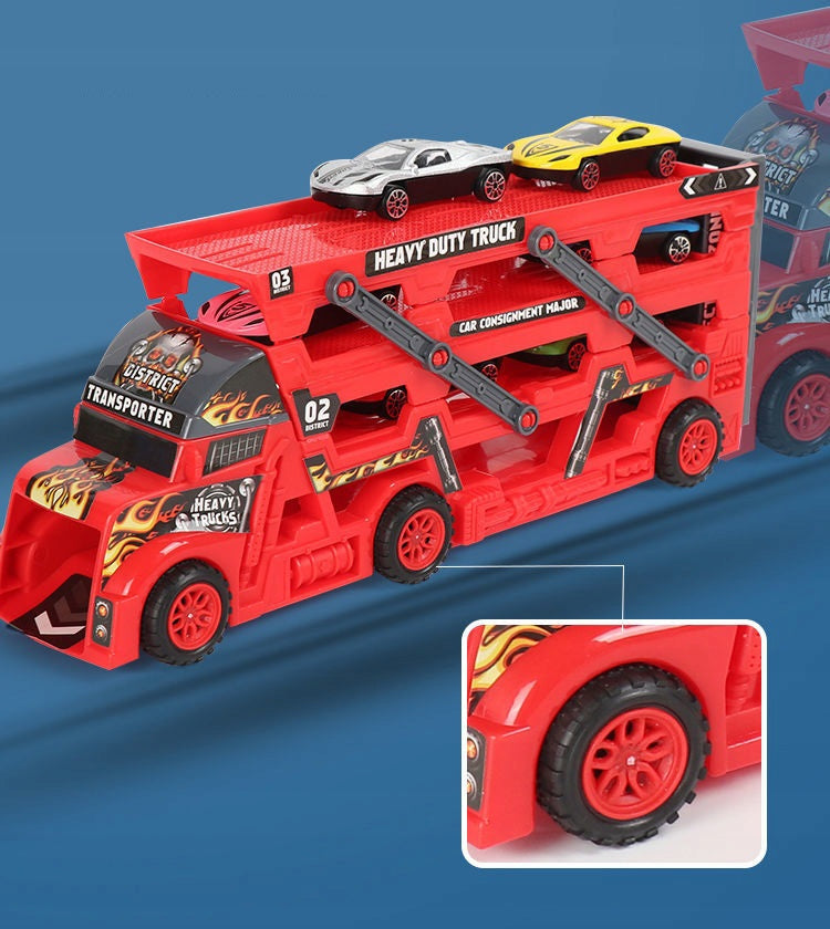 Set camion si 6 masinute, Plastic, Multicolor