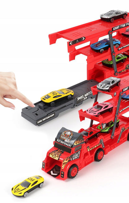 Set camion si 6 masinute, Plastic, Multicolor