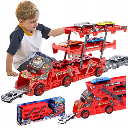 Set camion si 6 masinute, Plastic, Multicolor