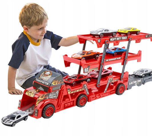 Set camion si 6 masinute, Plastic, Multicolor