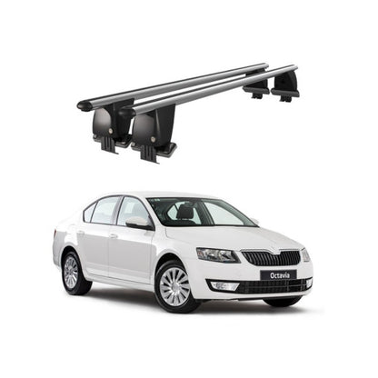Bare transversale portbagaj auto Skoda Octavia III 5E 2013+ idealSTORE, plafon neted, aluminiu, argintiu, blocare cu cheie