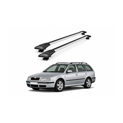 Bare Portbagaj Transversale idealSTORE pentru Skoda Octavia I (1U) Combi 1998-2004, 80-84 cm, Aluminiu, T-slot, Aerodinamice, Rezistenta la Coroziune, Sarcina Maxima 75 kg