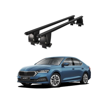 Bare transversale portbagaj auto Skoda Octavia IV NX 2020+ idealSTORE, plafon neted, aluminiu, negru, blocare cu cheie