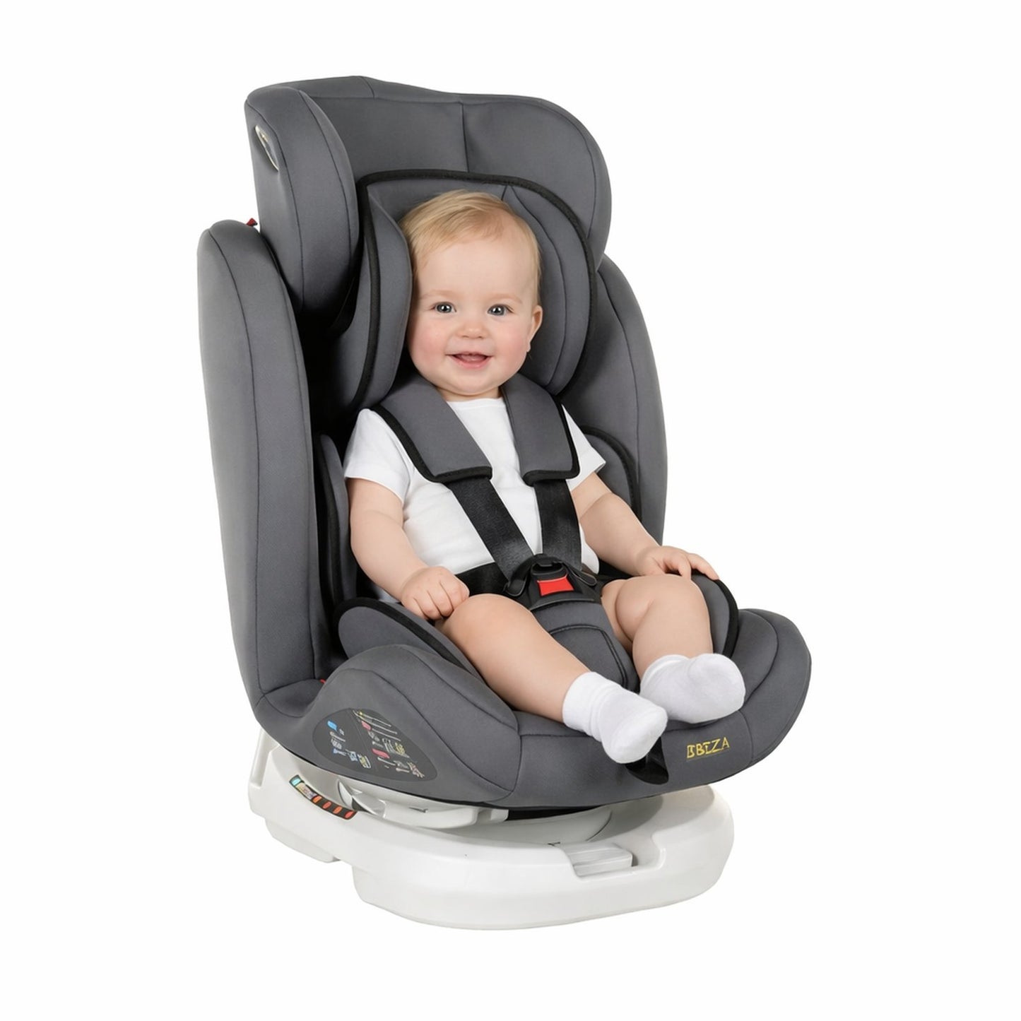 Scaun Auto Profesional Dedicat Pentru Copil, Baby Jolie IBIZA IDL Collection, 3 grupe de greutate 0-36 Kg, Rotire 360 Grade, Centuri de Siguranta in 5 Puncte, Reglarea Inaltimii, Tetierei, Spatarului, Gri