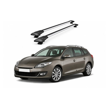 Bare Portbagaj Transversale idealSTORE pentru Renault Megane III Estate Combi 2009-2016, 80-84 cm, Aluminiu, T-slot, Aerodinamice, Rezistenta la Coroziune, Sarcina Maxima 75 kg