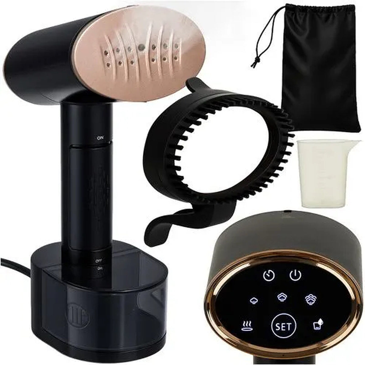 Aparat De Calcat Cu Abur idealSTORE, Putere 2000 W, Rezervor 300 ML, 3 Niveluri De Abur, Control Tactil, Calcare Verticala Si Orizontala, Oprire Automata, Accesoriu 2 in 1, Husa Inclusa