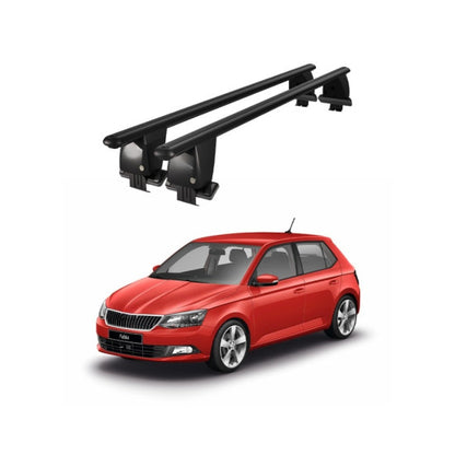 Bare transversale portbagaj auto Skoda Fabia III NJ 2015+ idealSTORE, plafon neted, aluminiu, negru, blocare cu cheie