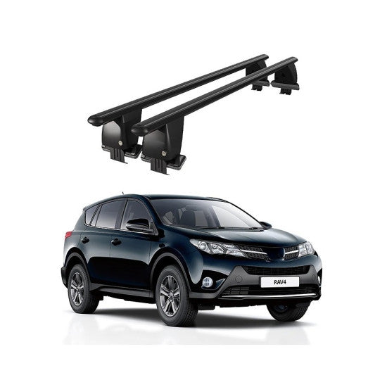 Bare transversale portbagaj auto Toyota RAV4 XA40 2013-2018 idealSTORE, plafon neted, aluminiu, negre, blocare cu cheie