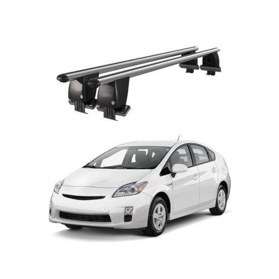 Bare transversale portbagaj auto Toyota Prius III XW30 2009-2015 idealSTORE, plafon neted, aluminiu, argintiu, blocare cu cheie