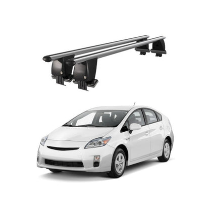 Bare transversale portbagaj auto Toyota Prius III XW30 2009-2015 idealSTORE, plafon neted, aluminiu, argintiu, blocare cu cheie