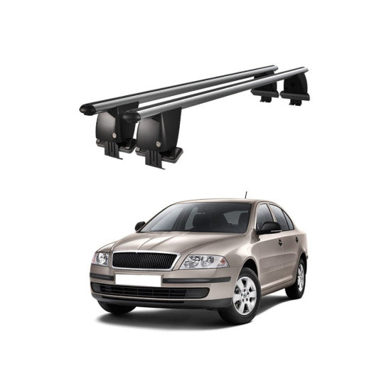 Bare transversale portbagaj auto Skoda Octavia 1Z 2008-2013 idealSTORE, plafon neted, aluminiu, argintiu, blocare cu cheie