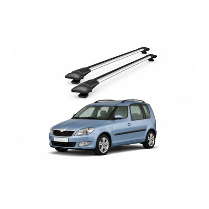 Bare Portbagaj Transversale idealSTORE pentru Skoda Roomster (5J) MPV 2006-2015, 80-84 cm, Aluminiu, T-slot, Aerodinamice, Rezistenta la Coroziune, Sarcina Maxima 75 kg