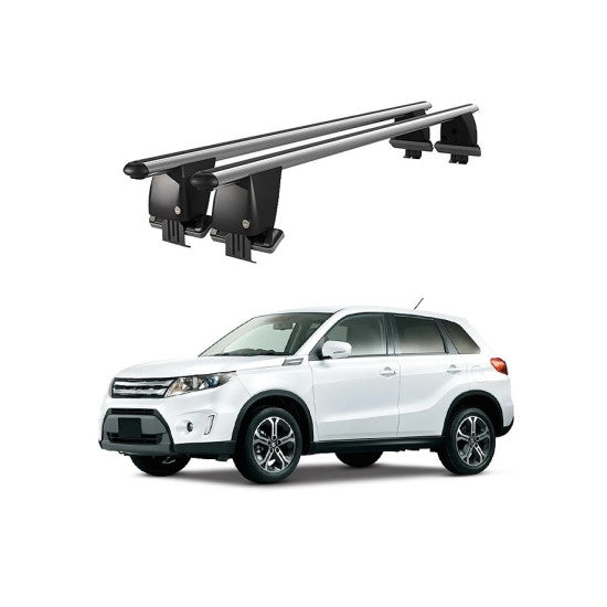 Bare transversale portbagaj auto Suzuki Vitara LY 2015+ idealSTORE, plafon neted, aluminiu, argintiu, blocare cu cheie