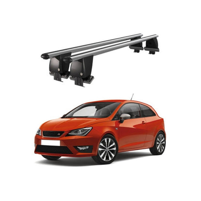 Bare transversale portbagaj auto Seat Ibiza IV 2008-2017 idealSTORE, plafon neted, aluminiu, argintiu, blocare cu cheie