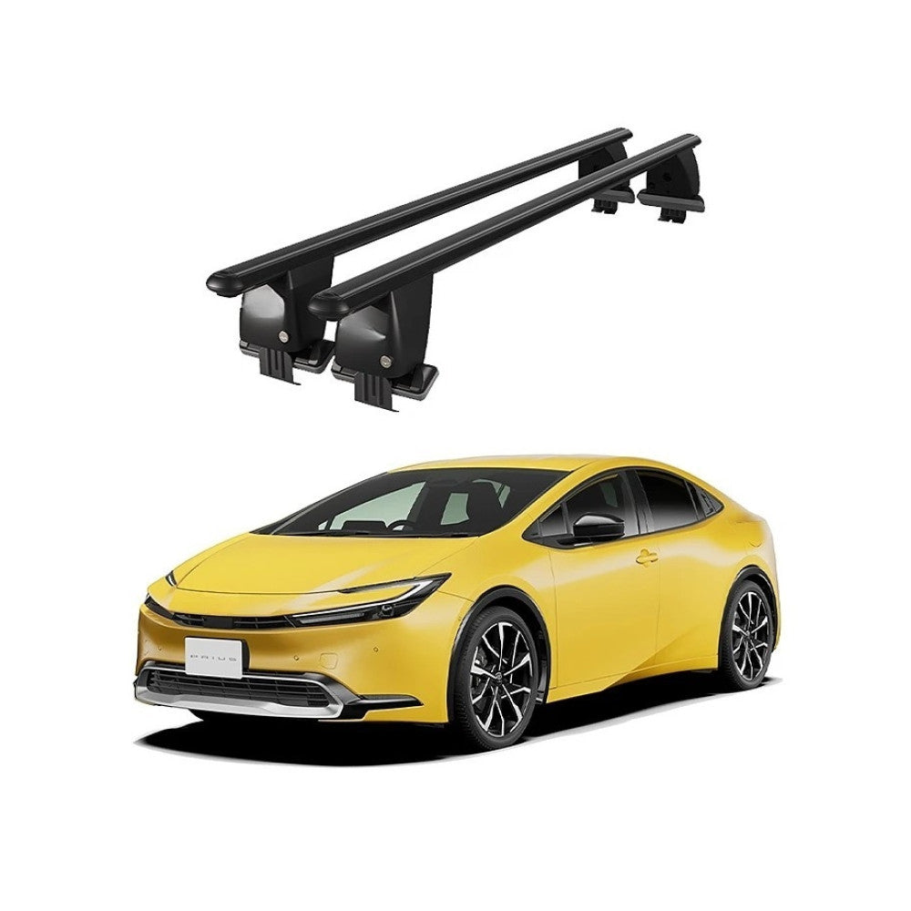 Bare transversale portbagaj auto Toyota Prius IV XW50 2018+ idealSTORE, plafon neted, aluminiu, negre, blocare cu cheie