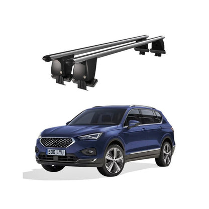 Bare transversale portbagaj auto Seat Tarraco 2018+ idealSTORE, plafon neted, aluminiu, argintiu, blocare cu cheie