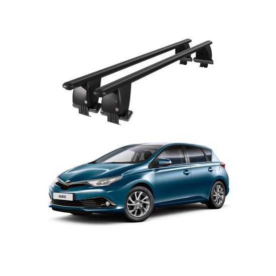 Bare transversale portbagaj auto Toyota Auris Hatchback 2018+ idealSTORE, plafon neted, aluminiu, negre, blocare cu cheie
