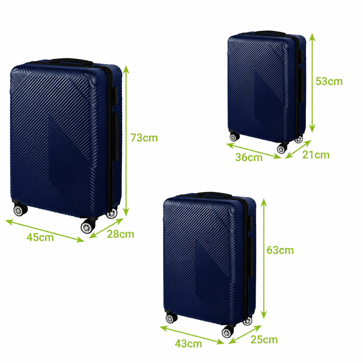 Set 3 Trolere-Valize de Calatorie idealSTORE, Mari, Medii, Mici, cu Roti Pivotante, Manere Reglabile Telescopice, Inchidere cu Cifru