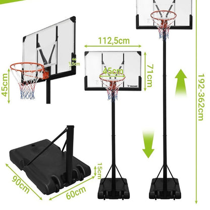 Cos de baschet SuperBoom idealSTORE, Structura solida din otel, Dimensiune reglabila 135-305cm