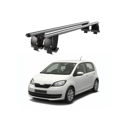 Bare transversale portbagaj auto Skoda Citigo 2012+ idealSTORE, plafon neted, aluminiu, argintiu, blocare cu cheie