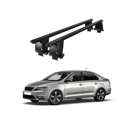 Bare transversale portbagaj auto Seat Toledo 2011+ idealSTORE, plafon neted, aluminiu, negru, blocare cu cheie