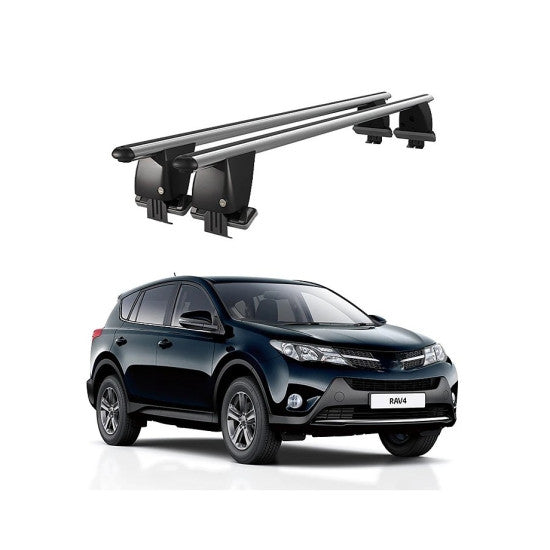 Bare transversale portbagaj auto Toyota RAV4 XA40 2013-2018 idealSTORE, plafon neted, aluminiu, argintiu, blocare cu cheie