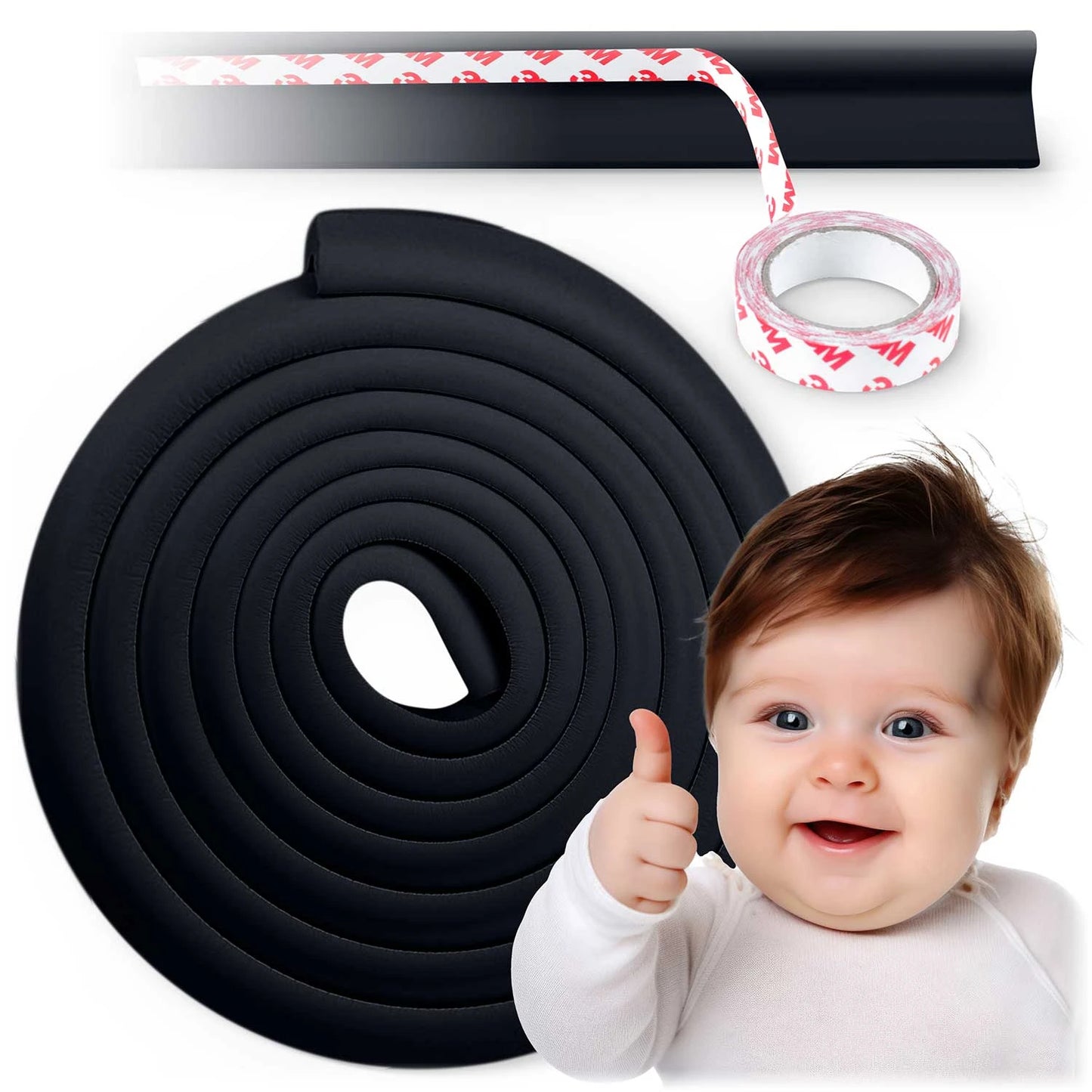 Banda Protectie Colturi si Margini Mobila pentru Copii idealSTORE 6m Negru