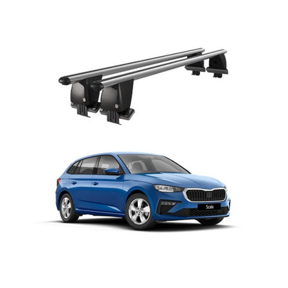 Bare transversale portbagaj auto Skoda Scala 2019+ idealSTORE, plafon neted, aluminiu, argintiu, blocare cu cheie