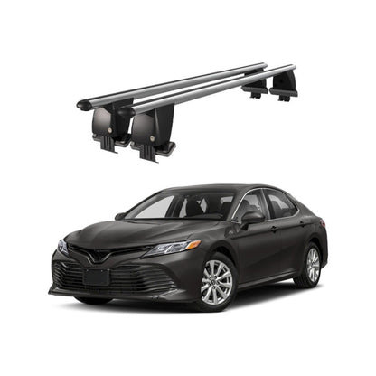 Bare transversale portbagaj auto Toyota Camry XV70 2017+ idealSTORE, plafon neted, aluminiu, argintiu, blocare cu cheie