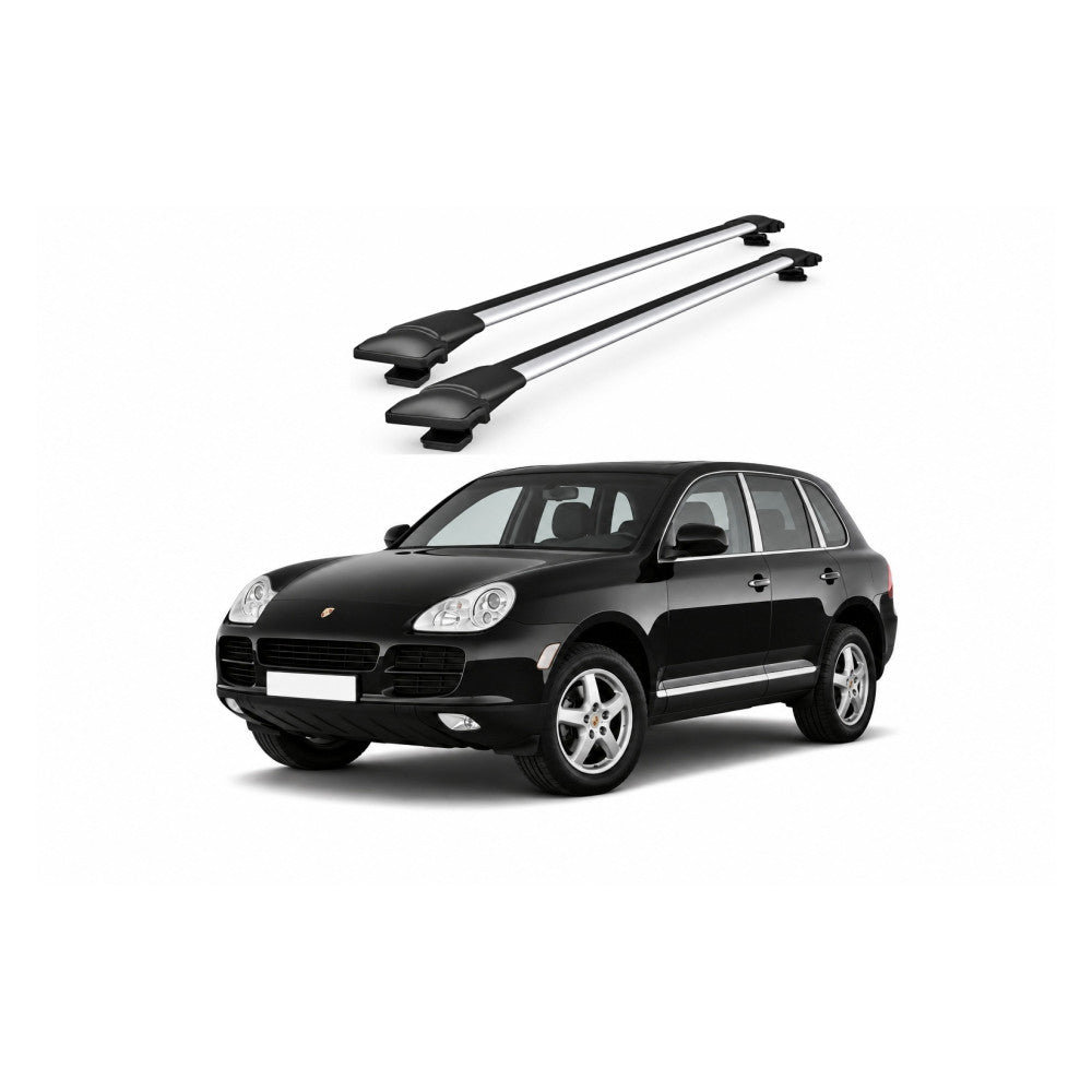 Bare Portbagaj Transversale idealSTORE pentru Porsche Cayenne (9PA E1) SUV 2002-2010, 84 cm, Aluminiu, T-slot, Aerodinamice, Rezistenta la Coroziune, Sarcina Maxima 75 kg