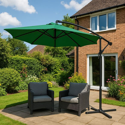 Umbrela de Gradina idealSTORE GreenGarden, Deschidere 300 cm, Pliabila, Cadru Solid, Rezistenta Sporita (UV50+)