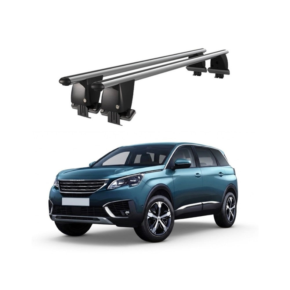 Bare transversale portbagaj Peugeot 5008 2017-2020 idealSTORE, aluminiu, plafon neted, argintiu