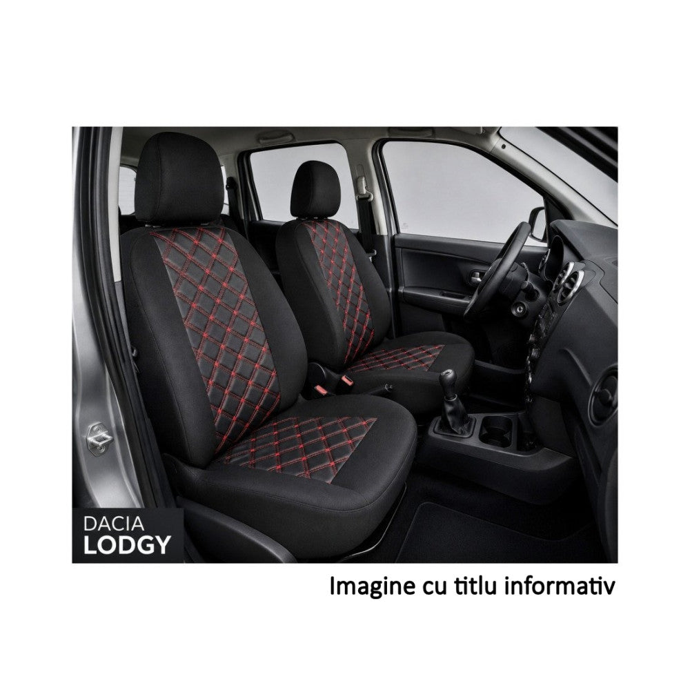 Huse Scaune Auto idealSTORE compatibile Dacia Logan III Prestige 2020-> Spatar Bancheta Fractionat, Material Premium, Imitatie Piele, Model Romb